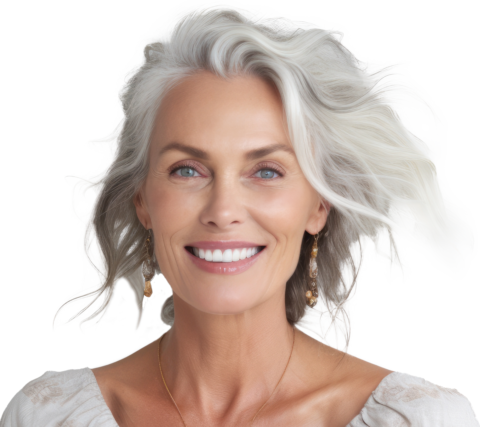 Lächelnde Frau mit grauen Haaren